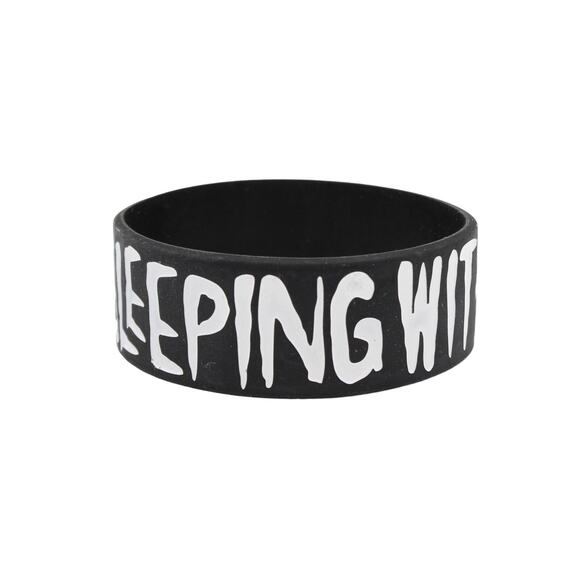 Sleeping with Sirens Black Anchor Logo Silicone Wristband B2092 - Picture 1 of 2